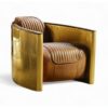 Brass aviator armchair with leather seat