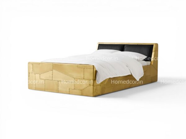 Aircraft inspired brass finish bed