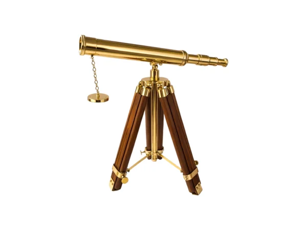 Wooden tripod telescope vintage design