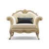 Classic upholstered armchair with curved arms