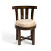 Wooden chair with upholstered round seat