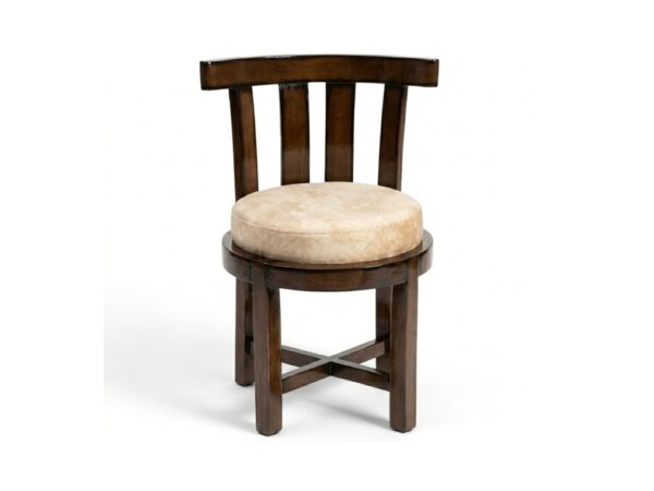 Wooden chair with upholstered round seat