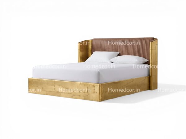 Industrial style brass aviator bed