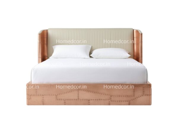 Copper aviator grande bed with rivet detailing