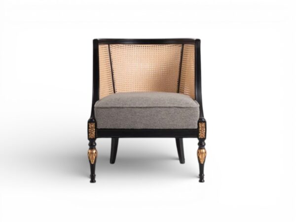 Classic cane accent chair with cushion seat