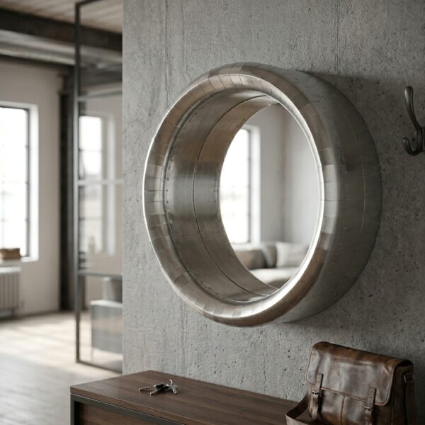 Metal aviator mirror with circular frame