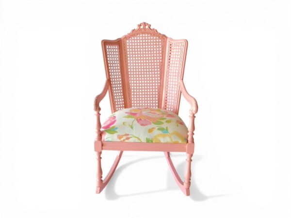 Wooden rocking chair with cane back