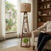Elegant tripod lamp with fabric shade