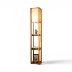 Luxury teakwood Wooden Tower Lamp with shelves