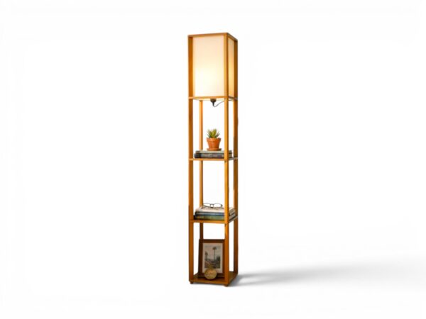 Luxury teakwood Wooden Tower Lamp with shelves
