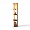 teakwood tower lamp with jute shade