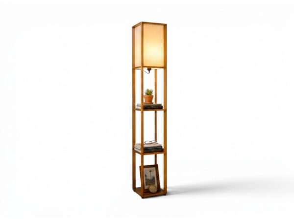 teakwood tower lamp with jute shade