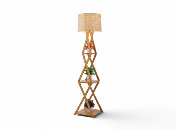 floor lamp with display shelves