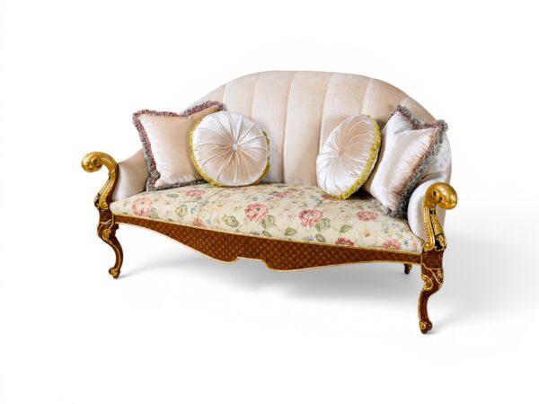 Elegant carved wooden sofa for luxury interiors