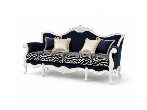 White luxury sofa with handcrafted frame