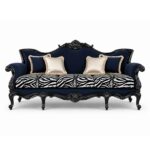 Luxury carved teakwood sofa with zebra print cushions