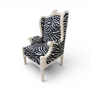 Throne Wing Chair with zebra-print upholstery