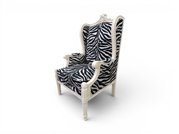 Throne Wing Chair with zebra-print upholstery