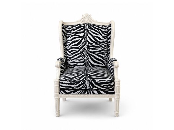Throne Wing Chair with zebra-print upholstery