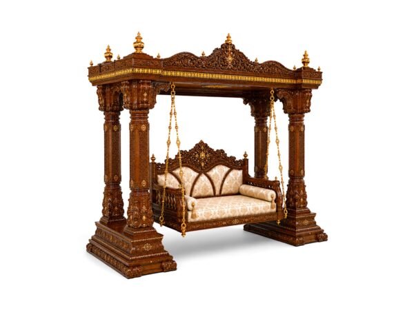 Luxury carved teakwood swing with grand canopy