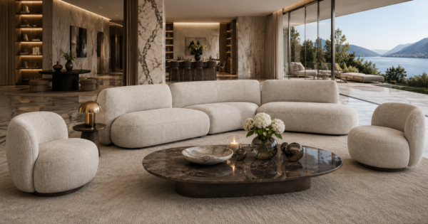 Luxury curved seating for contemporary living spaces
