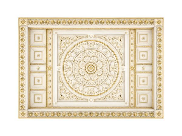 Handcarved white bed with decorative columns