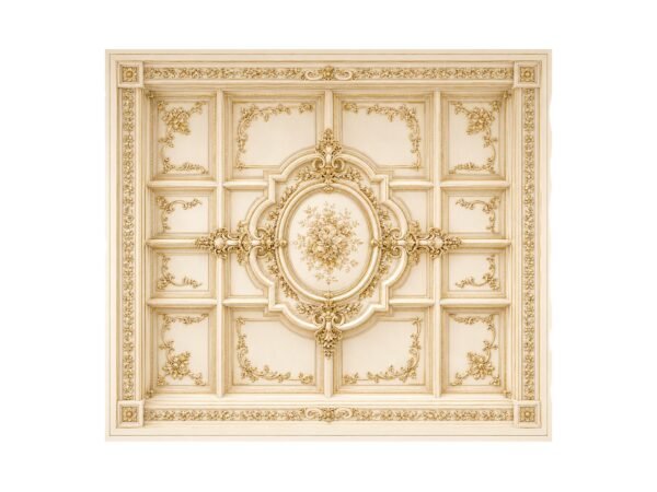 White French style bed with ornate headboard