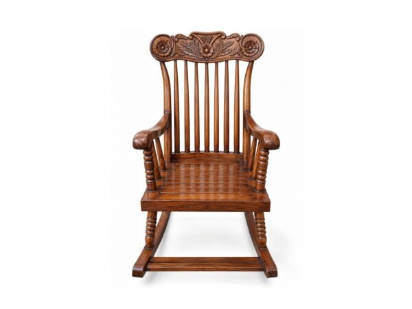 Hand-carved teakwood rocking chair
