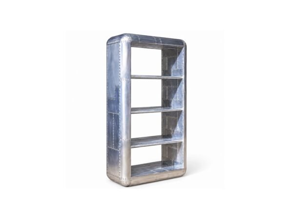 Modern aluminium open bookcase | Industrial aviator bookshelf